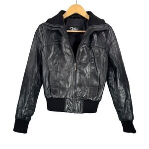 DKS France‎ leather moto Jacket black grunge Y2K 90s sz S